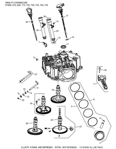 Kt745-3100 Crankcase Diagram and Parts List for KT745-3100  Cub Cadet Engine